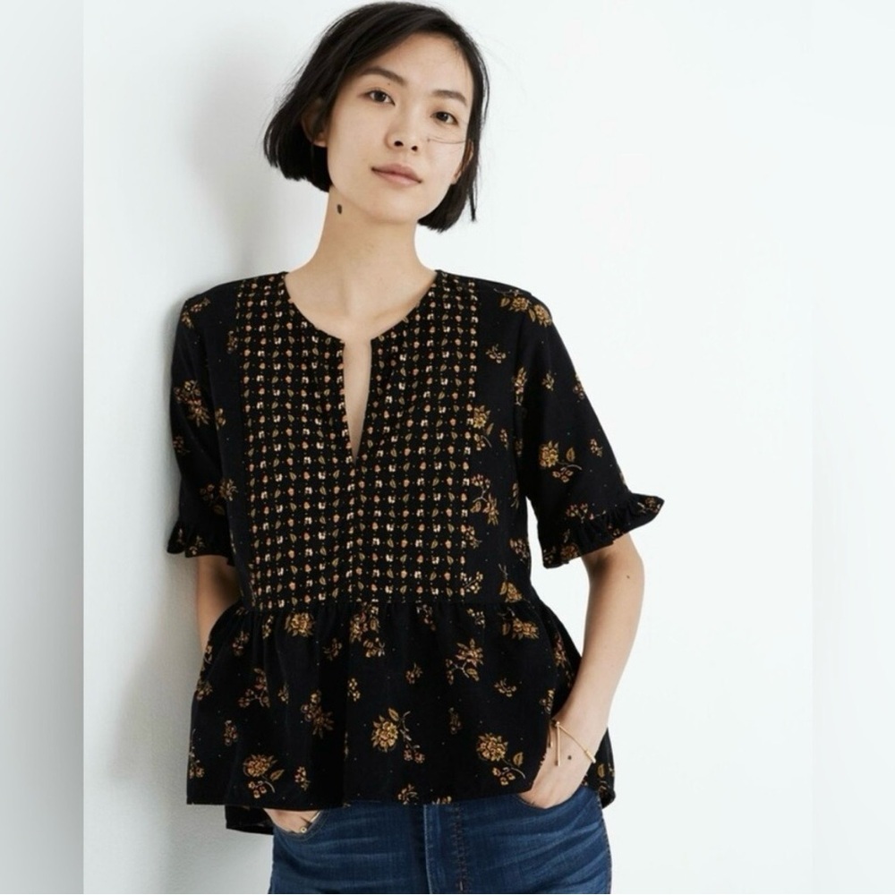 Madewell Corduroy Acorn Foulard Top Bohmeian Size Small